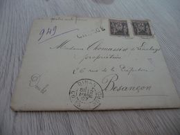 Lettre France N° 79 X 2 Chargée Recommandée Dinan Pour Besançon Sceaux Au Dos - 1877-1920: Periodo Semi Moderno