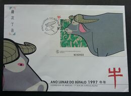 Macau Macao Year Of The Ox 1997 Cow Chinese Zodiac Lunar (FDC) *see Scan - Briefe U. Dokumente