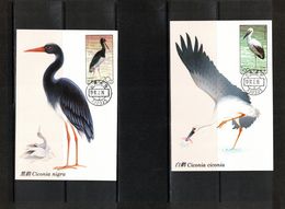 China 1992 Birds Maximumcards - Cigognes & échassiers