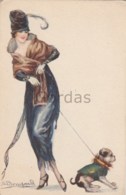 Illustrateur S. Bompard - Mode - Woman With Dog - Bompard, S.