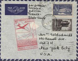 1er Service Postal Aérien France Etats Unis Par Avion YT 393 + 430 CAD Le Bourget Port Aérien Seine 24 5 39 - 1960-.... Lettres & Documents