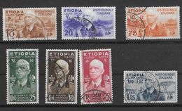 ETIOPIA -1936 -  COLONIA ITALIANA - EFFIGIE DEL RE - SERIE COMPLETA 7 VALORI USATA (YVERT 1/7 - MICHEL 1/7) - Ethiopie