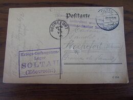 14-18: 2 Cartes (une Avec Un Trou) De Prisonniers De SOLTAU (Hannovre) En 1915 Et 1916. Cachets Divers - Krijgsgevangenen