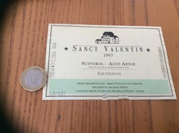 Etiquette Vin Italie 1997 «SANCT VALENTIN - SÜDTIROL ALTO ADIGE - CANTINA PRODUTTORI SAN MICHELE - APPIANO» - Other & Unclassified