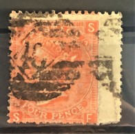 GREAT BRITAIN 1865 - Canceled - Sc# 43a Plate 7 - 4d - Gebraucht