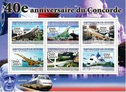 Guinea 2009, 40th Anniv. Of Concorde I, De Gaulle, Ttains, 6val In BF - De Gaulle (General)