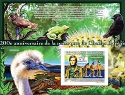 Guinea 2009, 200th Darwin I, Frog, Prehistoric Man, Birds, BF IMPERFORATED - Avestruces