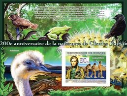 Guinea 2009, 200th Darwin I, Frog, Prehistoric Man, Birds, BF IMPERFORATED - Autruches