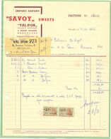 Factuur Facture - Savoy Sweets  - Bruxelles - 1955 - Alimentare