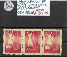 TRIESTE B ʘ 1948 TRITTICO COMPLETO - Usati