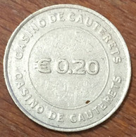 65 CAUTERETS CASINO OMNIUM JETON DE 0,20 EURO SLOT MACHINE EN MÉTAL CHIP COINS TOKENS - Casino