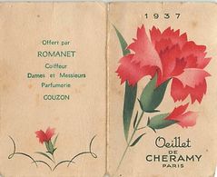 Ref Y824-parfums -etiquettes - Etiquette De Parfum -la Rose De Cheramy -paris -romanet Coiffeur Couzon -calendrier 1937 - Etiquettes