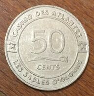 85 LES SABLES D'OLONNE CASINO DES ATLANTES JETON DE 50 CENTS SLOT MACHINE EN MÉTAL CHIP COINS TOKENS GAMING - Casino