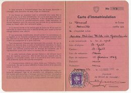 FRANCE / SUISSE - Carte D'immatriculation Suisse Délivrée Par Le Consulat Suisse De Marseille - 13 Mars 1945 - Historical Documents