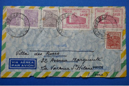 61 BRESIL 1951 BELLE LETTRE POUR PARIS AVEC UNE PAIRE . PAR AVION - Storia Postale