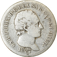 Monnaie, États Italiens, SARDINIA, Carlo Felice, Lira, 1827, Torino, TB+ - Piémont-Sardaigne-Savoie Italienne