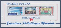 Bloc Neuf 2 Timbres Wallis Et Futuna Exposition Philatélique Mondiale Philexfrance 89 Bloc4 Timbres 389 Et PA166 - Blocchi & Foglietti