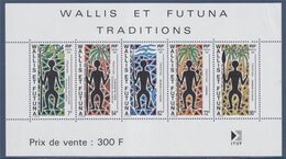 Bloc Neuf 5 Timbres Wallis Et Futuna Traditions Bloc N°5 Timbres 406 409 413 416 418 - Blocks & Kleinbögen