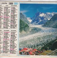 Almanach Du Facteur, Calendrier De La Poste, 1989, SEINE-MARITIME, Aiguille Du Midi Mer De Glace Chamonix Hte Savoie - Grand Format : 1981-90