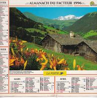 Almanach Du Facteur, Calendrier De La Poste, 1996, SEINE-MARITIME, Environs Des Saisies (73),Le Mont Moran USA - Grand Format : 1991-00