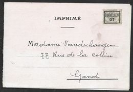 1907 BELGIQUE - IMPRIMÉ PRÉOBLITÉRÉ 1c BRUXELLES  A GAND  - FOURRURES EN GROS, PHILIPP NORDEN - Rolstempels 1900-09