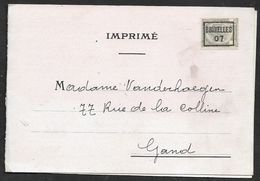 1907 BELGIQUE - IMPRIMÉ PRÉOBLITÉRÉ 1c BRUXELLES  A GAND  - FOURRURES EN GROS, PHILIPP NORDEN - Roulettes 1900-09