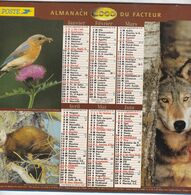 Almanach Du Facteur, Calendrier De La Poste, 2000, Région Parisienne, Rouge-Gorge Bleu, Martre, Loup, Renard, Colvert, E - Grand Format : 1991-00