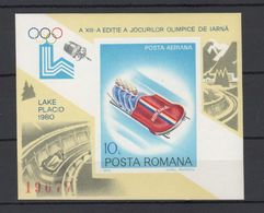Romania 1979 Rumänien Mi Block 165 1980 Winter Olympics, Lake Placid / Olympische Winterspiele 1980, Lake Placid **/MNH - Winter 1980: Lake Placid