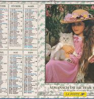 Almanach Du Facteur, Calendrier De La Poste, 1997, Côte D'Or, Fillette En Rose Au Chapeau Au Chaton, Chatons ??? - Grand Format : 1991-00