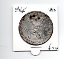 NEDERLAND 2 1/2 GULDEN 1850  WILLEM III ZILVER - 1849-1890 : Willem III