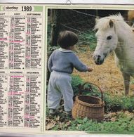 Almanach Du Facteur, Calendrier De La Poste, 1989, Côte D'Or, Fillette Et Chien, Garçonnet Et Poney - Grand Format : 1981-90