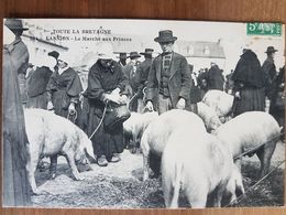 Lannion.le Marché Aux Princes.cochons Coiffes Costumes Bretons.cliché De Lespinasse N°534 - Lannion