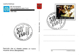 VATICANO - 1995 50° Anniv. Fondazione FAO Su Cartolina Postale CP (1 Sola Cartolina) - Spiga, Bimbo Che Beve - 1120 - Tegen De Honger