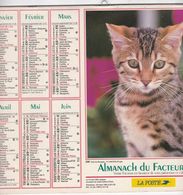 Almanach Du Facteur, Calendrier De La Poste,1994, COTE D'OR, Chats Du Bengale, Bichons Bolonais - Grand Format : 1991-00