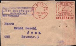 ÖSTERREICH 1932 (Juni) Buchdruck-PFS: XV WIEN 101/*/ÖSTERREICH/4/GROSCHEN/BAR BEZAHLT = VE + Viol. Ra.:3: "Der Bergsteig - Zonder Classificatie