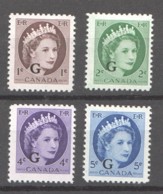 1953-5 Queen Elizabeth Wilding Portrait  «G» Overprint  ,Scott O40-4  Complete Set   * MH - Sovraccarichi