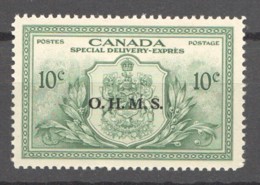 1950   Special Delivery Arms Of Canada «O.H.M.S.» Overprint  ,Scott EO1 * MH - Aufdrucksausgaben