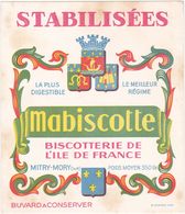 Très Ancien Buvard Biscottes / STABILISEES Mabiscotte Biscotterie De L'Ile De France MITRY-MORY (S&M) - Biscottes