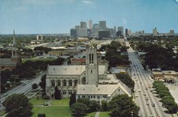 United States PPC Houston Texas Skyline Seen From Main And Fannin Streets Astrocard AIRMAIL Label 1973 Sweden (2 Scans) - Houston