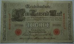 1910  GERMANIA PERIODO IMPERO BANCONOTE TEDESCA 1000 EINTAUSEND ZART MARK GERMANY BANKNOT BILLET DE BANQUE ALLEMAND - 1000 Mark