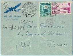 87562 - SOMALIA - POSTAL HISTORY -  AIRMAIL Cover To ITALY - BIRDS  Ostrich 1952 - Avestruces