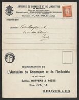 1914 BELGIQUE - PREOBL. IMPRIMÉ 1c A GAND - ANNUAIRE DE COMMERCE ET L'INDUSTRIE - Roller Precancels 1910-19