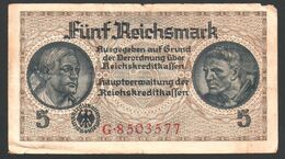 1937 GERMANIA TERZO REICH THIRD REICH BANCONOTE TEDESCA 5 MARK GERMANY BANKNOT BILLET DE BANQUE ALLEMAND TROISIÈME REIC - 5 Reichsmark