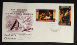 NEW HEBRIDES, Uncirculated FDC, « CHRISTMAS », 1974 - FDC