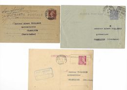 Entier Martouret 42 St Etienne / Lot De 3 / 1926 / 1930 / 1939 / CAD, Flamme, Daguin - Verzamelingen En Reeksen: PAP