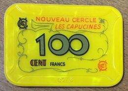 75 PARIS NOUVEAU CERCLE LES CAPUCINES CASINO PLAQUE 100 FRANCS N° 0243 JETON CHIP COINS TOKENS GAMING - Casino