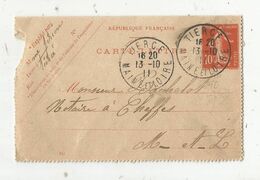 Entier Postal , Carte-lettre , TIERCE , MAINE ET LOIRE , 1911 - Cartes-lettres