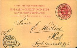 1898, 1 Penny Picture Stat. Card ("Simonstown") "GPO CAPE OGH" To Kiel, Germany - Cape Of Good Hope (1853-1904)