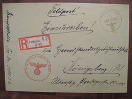 Feldpost 1941 Nummer 00432 Reich Allemagne Cover Einschreiben Stab Landesschützen-Bataillon 221 Sicherungstruppen - Lettres & Documents