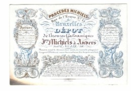 1 Carte Porcelaine Procédés Michiels Dépot De Bronzes Galvaniques Anvers & Bruxelles Dorure Argenture Lith.Cöntgen 13x9c - Porzellan